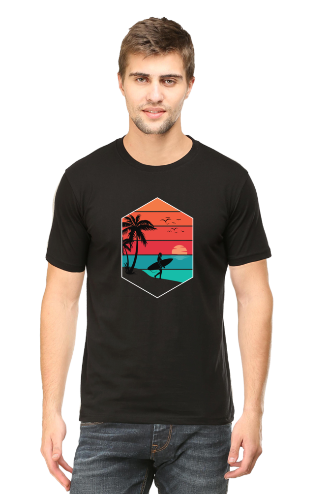 Beach Surf Vibe Print Unisex Dark Classic T-Shirt