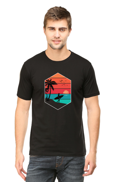 Beach Surf Vibe Print Unisex Dark Classic T-Shirt