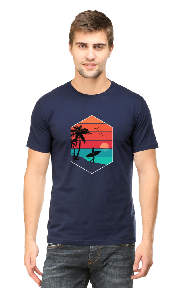 Beach Surf Vibe Print Unisex Dark Classic T-Shirt