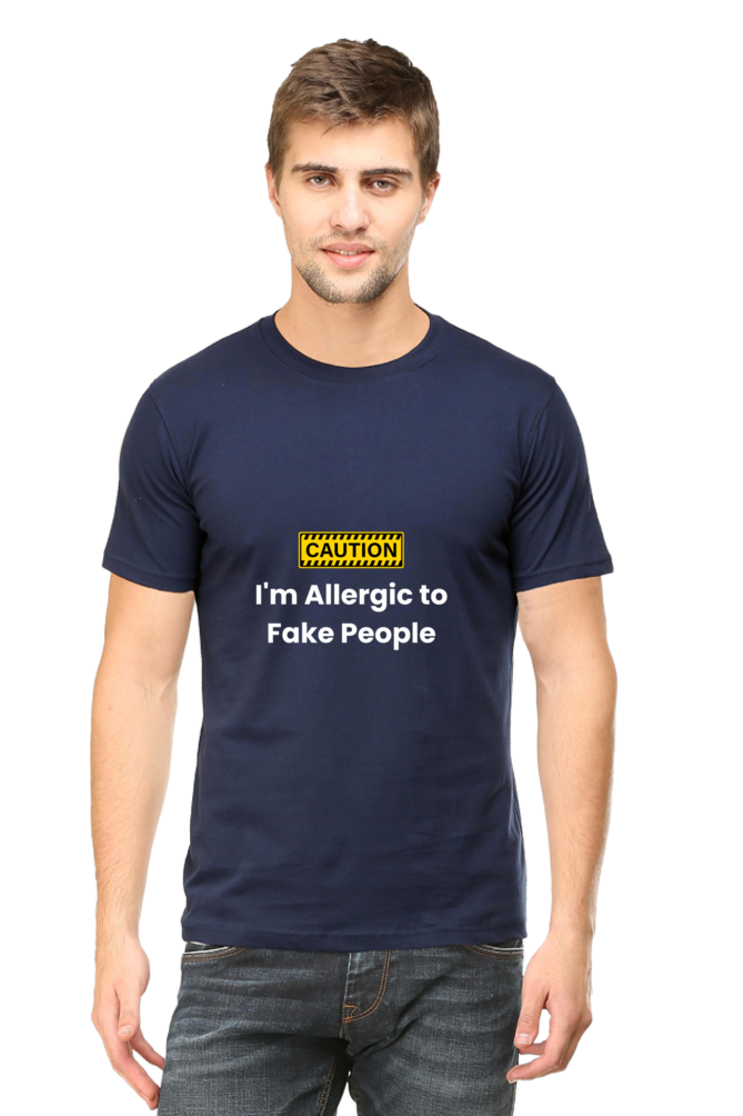 Caution I am Allergic To Fake People Sarcastic Unisex Dark Classic T-Shirt