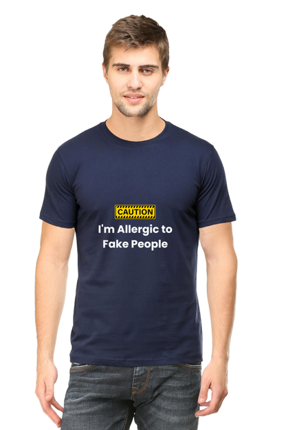 Caution I am Allergic To Fake People Sarcastic Unisex Dark Classic T-Shirt