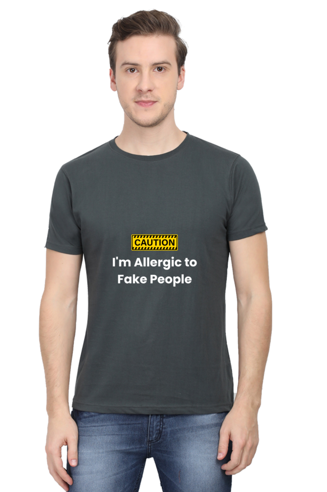 Caution I am Allergic To Fake People Sarcastic Unisex Dark Classic T-Shirt