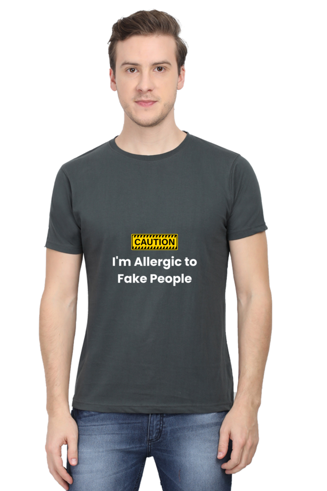 Caution I am Allergic To Fake People Sarcastic Unisex Dark Classic T-Shirt