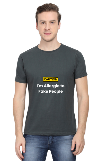 Caution I am Allergic To Fake People Sarcastic Unisex Dark Classic T-Shirt