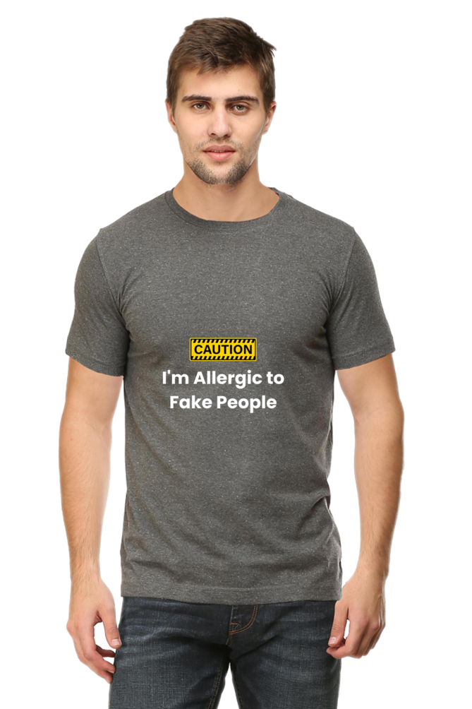 Caution I am Allergic To Fake People Sarcastic Unisex Dark Classic T-Shirt