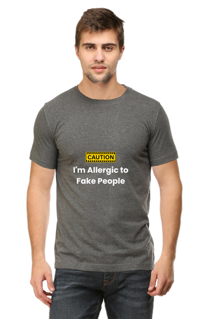 Caution I am Allergic To Fake People Sarcastic Unisex Dark Classic T-Shirt