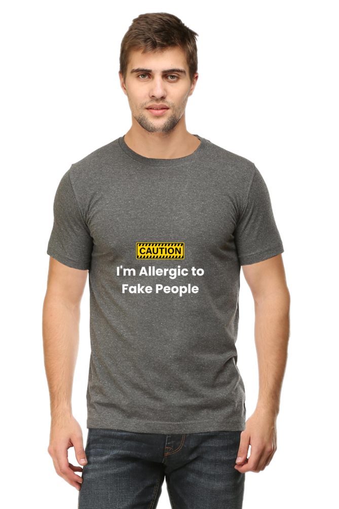 Caution I am Allergic To Fake People Sarcastic Unisex Dark Classic T-Shirt